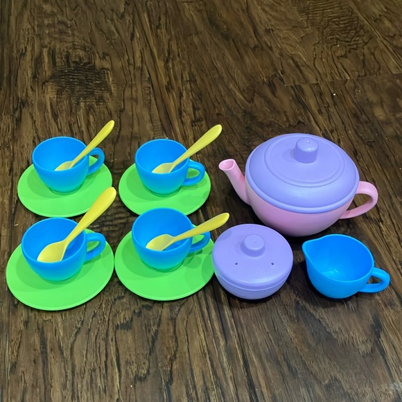 Purple and Blue Doll Tea Set for Imaginative Play - Picture 1 of 2